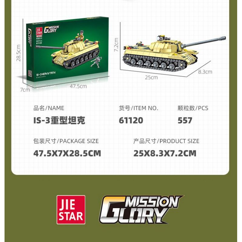 JIESTAR 61120 XE TĂNG HẠNG NẶNG IS-3 bộ đồ chơi xếp lắp ráp ghép mô hình Military Army Quân Sự Bộ Đội 557 khối
