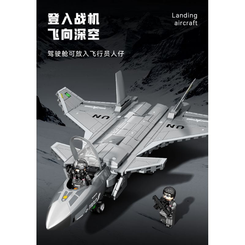 SEMBO 202267 MỘT QUỐC GIA HÙNG MẠNH MÁY BAY CHIẾN ĐẤU CẤT CÁNH VÀ HẠ THẲNG ĐỨNG bộ đồ chơi xếp lắp ráp ghép mô hình Military Army VERTICAL TAKEOFF AND LANDING AIRCRAFT Quân Sự Bộ Đội 625 khối