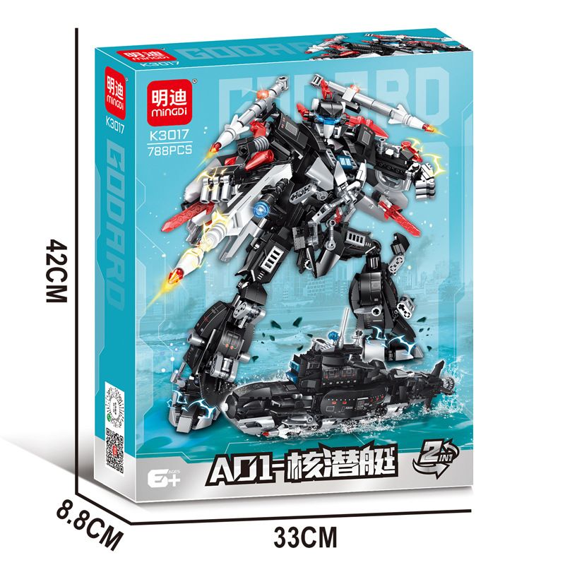 Lego minGDi LEIBAO K3017 Xếp hình lắp ráp ghép mô hình Cơ khí tàu ngầm hạt nhân A01