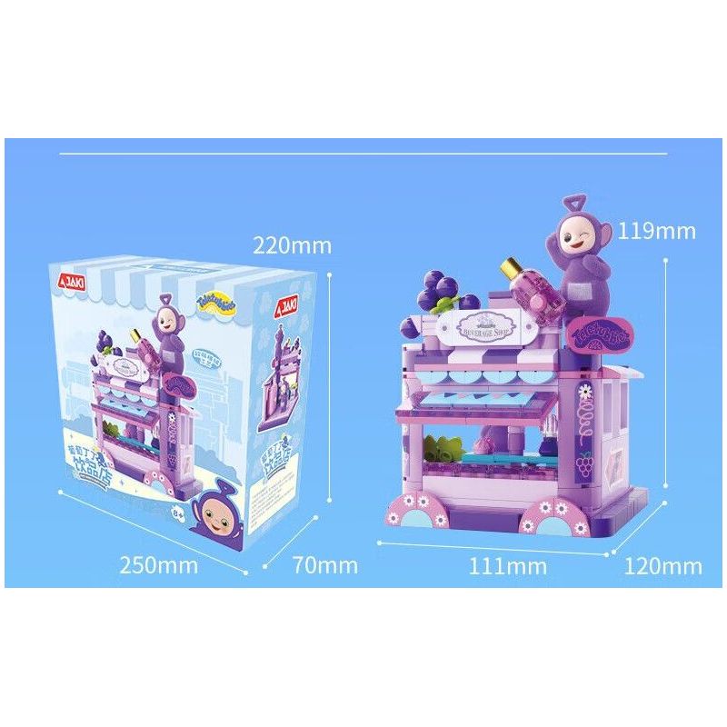 JAKI HK505 CẢNH PHỐ TRÁI CÂY CỦA TELETUBBIES CỬA HÀNG ĐỒ UỐNG NHO DINGDING bộ đồ chơi xếp lắp ráp ghép mô hình Movie & Game Phim Và Trò Chơi