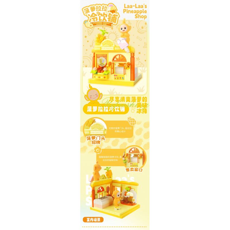 JAKI HK507 CẢNH PHỐ HOA QUẢ CỦA TELETUBBIES CỬA HÀNG ĐỒ UỐNG LẠNH LALA DỨA bộ đồ chơi xếp lắp ráp ghép mô hình Movie & Game Phim Và Trò Chơi