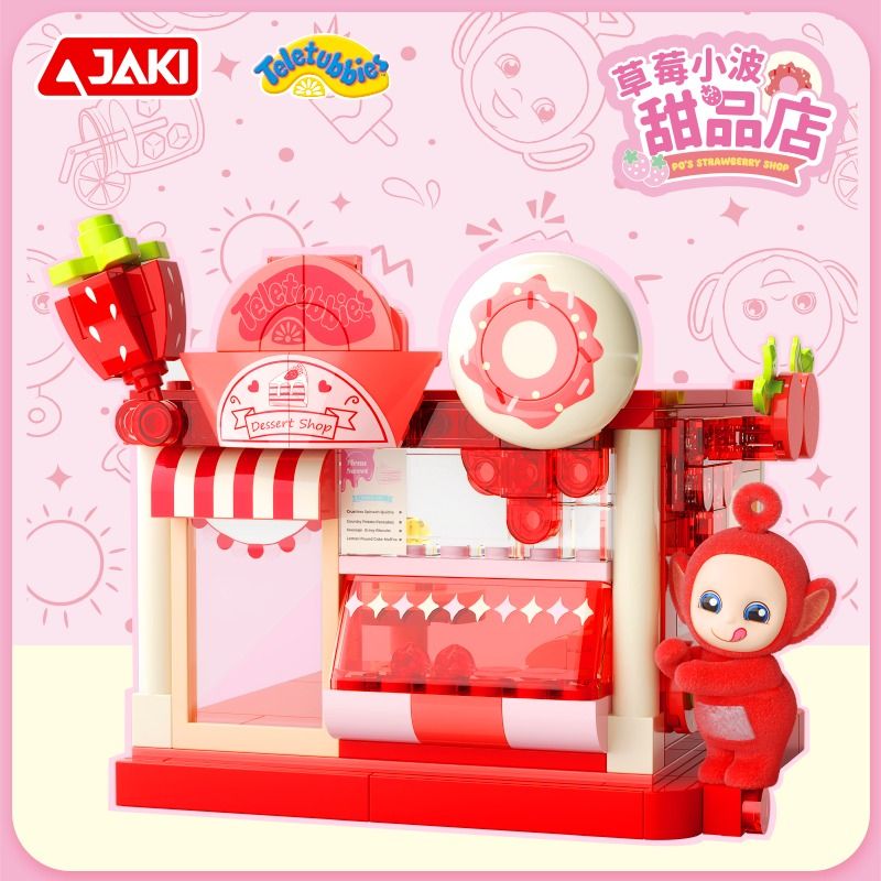JAKI HK508 CẢNH PHỐ HOA QUẢ CỦA TELETUBBIES CỬA HÀNG TRÁNG MIỆNG DÂU XIAOBO bộ đồ chơi xếp lắp ráp ghép mô hình Movie & Game Phim Và Trò Chơi