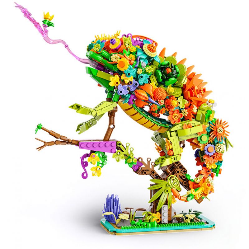 Lego Qilivev Q16001 Flower Animal Xếp hình lắp ráp ghép mô hình Câu chuyện hoa: Tắc kè hoa