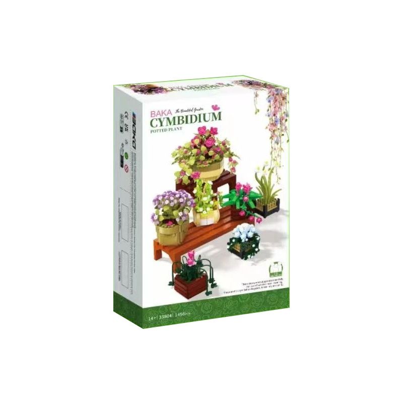 Lego BaKa Technology 33804 Cymbidium Potted Plant Xếp hình lắp ráp ghép mô hình chậu cây phong lan