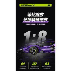 GULY 10635 SIÊU XE LAMBORGHINI PURPLE BULL 1:8 tỷ lệ 1:8 bộ đồ chơi xếp lắp ráp ghép mô hình Technic Kỹ Thuật Công Nghệ Cao Mô Hình Phương Tiện 3654 khối