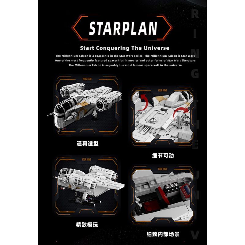 GAOMISI T2043 2043 DAO CẠO XƯƠNG bộ đồ chơi xếp lắp ráp ghép mô hình Star Wars STARPLAN Chiến Tranh Giữa Các Vì Sao 2248 khối
