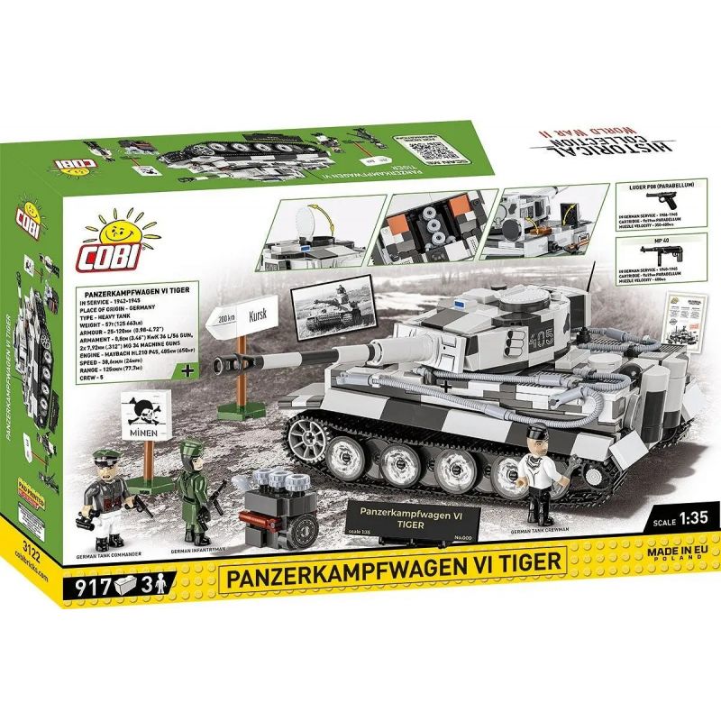 COBI 3122 XE TĂNG HẠNG NẶNG TIGER PANZER VI tỷ lệ 1:35 bộ đồ chơi xếp lắp ráp ghép mô hình Military Army PANZERKAMPFWAGEN VI TIGER - LIMITED EDITION Quân Sự Bộ Đội 917 khối