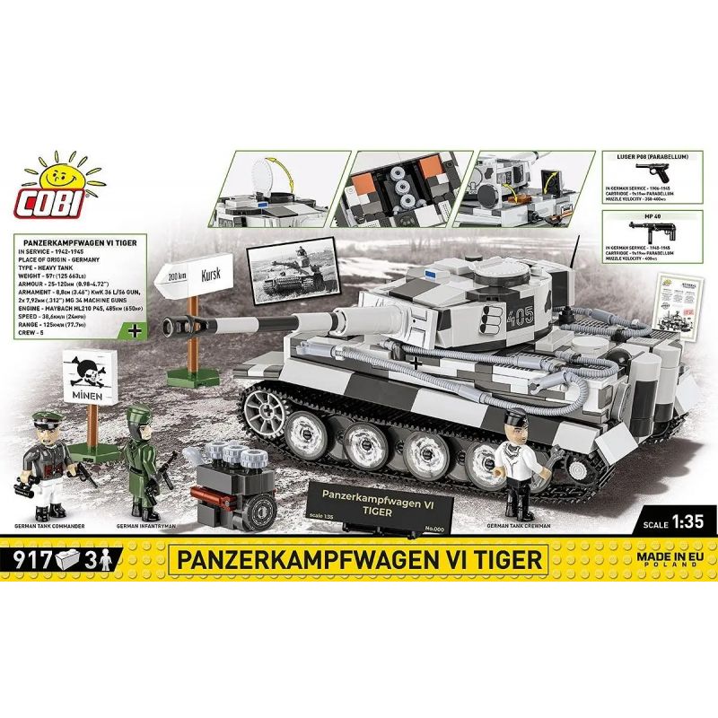 COBI 3122 XE TĂNG HẠNG NẶNG TIGER PANZER VI tỷ lệ 1:35 bộ đồ chơi xếp lắp ráp ghép mô hình Military Army PANZERKAMPFWAGEN VI TIGER - LIMITED EDITION Quân Sự Bộ Đội 917 khối