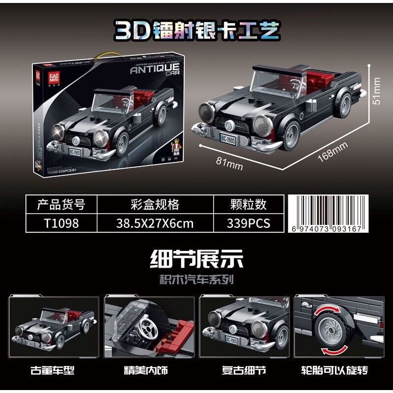 GAOMISI T1098 1098 MERCEDES-BENZ 190SL MUI TRẦN bộ đồ chơi xếp lắp ráp ghép mô hình Speed Champions Racing Cars Đua Xe Công Thức 339 khối