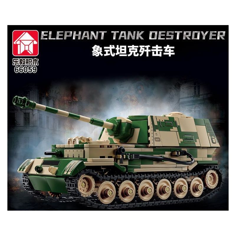 LE YI 66059 XE MÁY BAY CHIẾN ĐẤU TĂNG PIXEL bộ đồ chơi xếp lắp ráp ghép mô hình Military Army ELEPHANT TANK DESTROYER Quân Sự Bộ Đội 826 khối