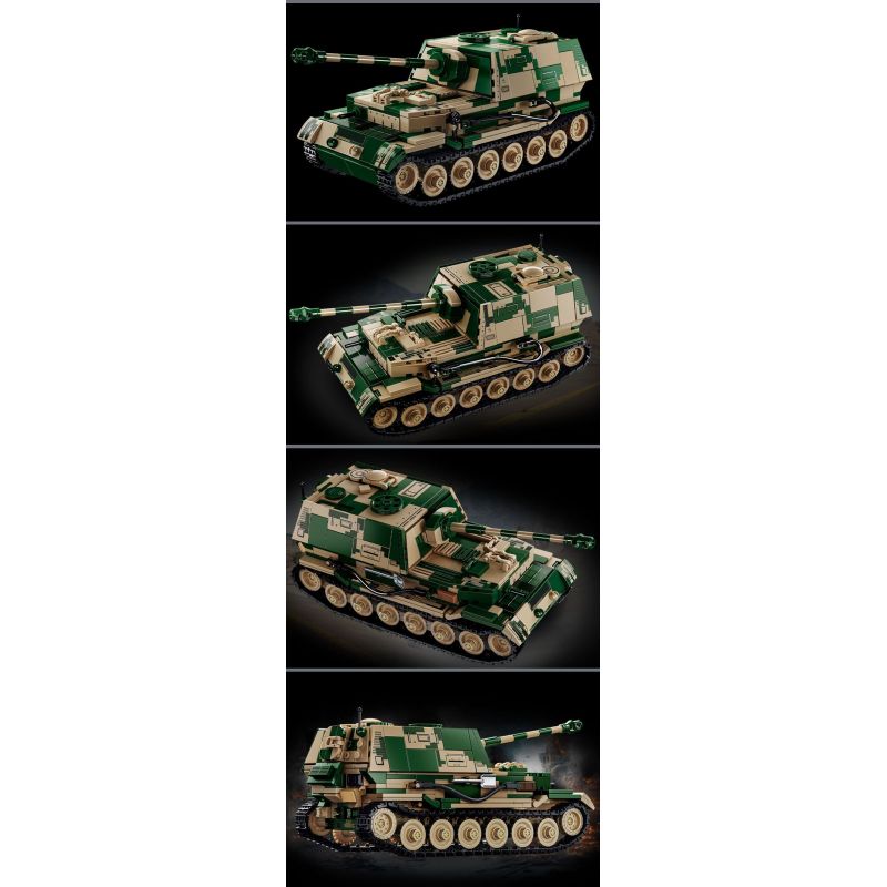 LE YI 66059 XE MÁY BAY CHIẾN ĐẤU TĂNG PIXEL bộ đồ chơi xếp lắp ráp ghép mô hình Military Army ELEPHANT TANK DESTROYER Quân Sự Bộ Đội 826 khối