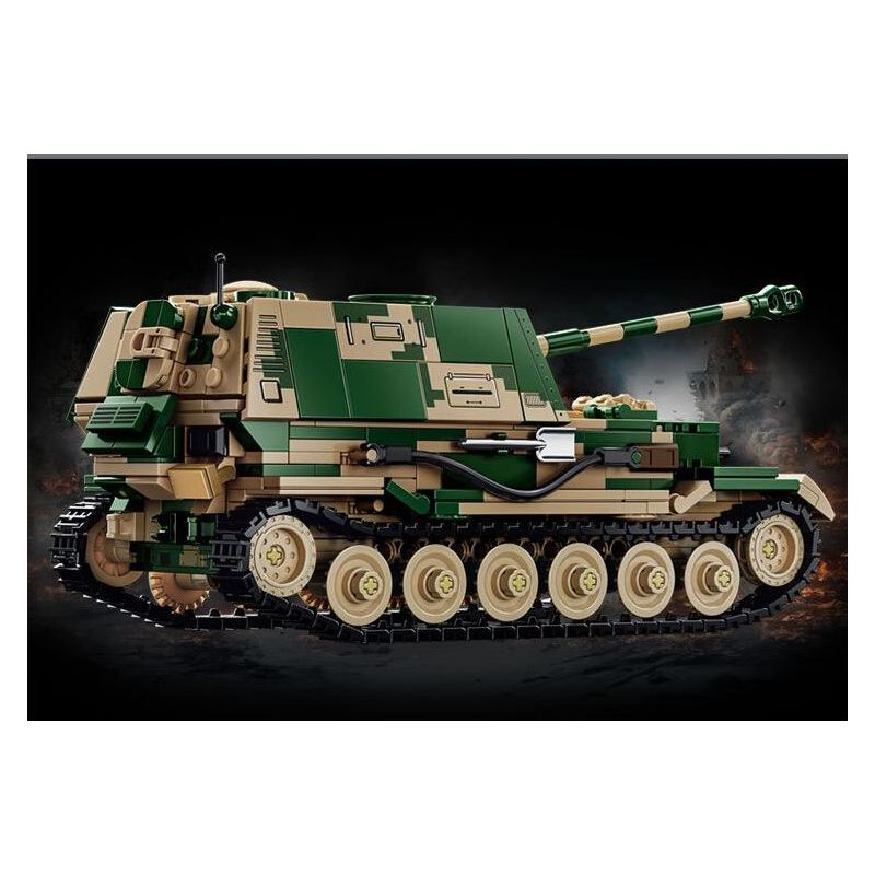 LE YI 66059 XE MÁY BAY CHIẾN ĐẤU TĂNG PIXEL bộ đồ chơi xếp lắp ráp ghép mô hình Military Army ELEPHANT TANK DESTROYER Quân Sự Bộ Đội 826 khối