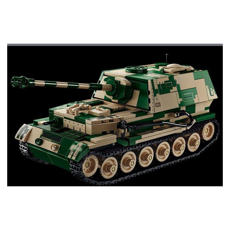 LE YI 66059 XE MÁY BAY CHIẾN ĐẤU TĂNG PIXEL bộ đồ chơi xếp lắp ráp ghép mô hình Military Army ELEPHANT TANK DESTROYER Quân Sự Bộ Đội 826 khối