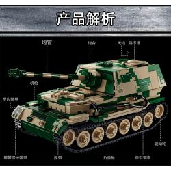LE YI 66059 XE MÁY BAY CHIẾN ĐẤU TĂNG PIXEL bộ đồ chơi xếp lắp ráp ghép mô hình Military Army ELEPHANT TANK DESTROYER Quân Sự Bộ Đội 826 khối