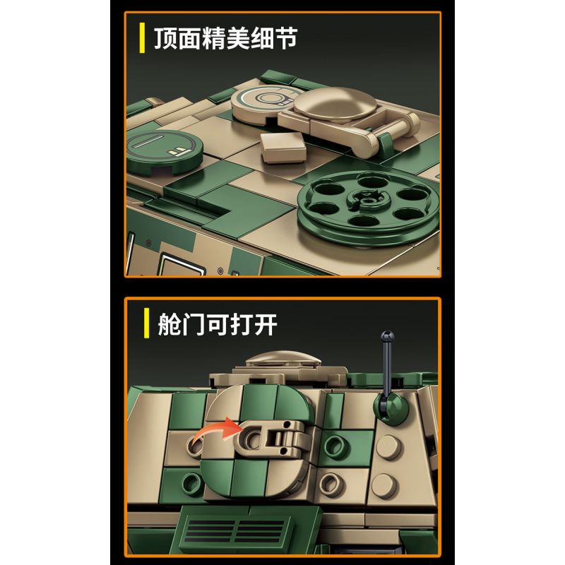 LE YI 66059 XE MÁY BAY CHIẾN ĐẤU TĂNG PIXEL bộ đồ chơi xếp lắp ráp ghép mô hình Military Army ELEPHANT TANK DESTROYER Quân Sự Bộ Đội 826 khối