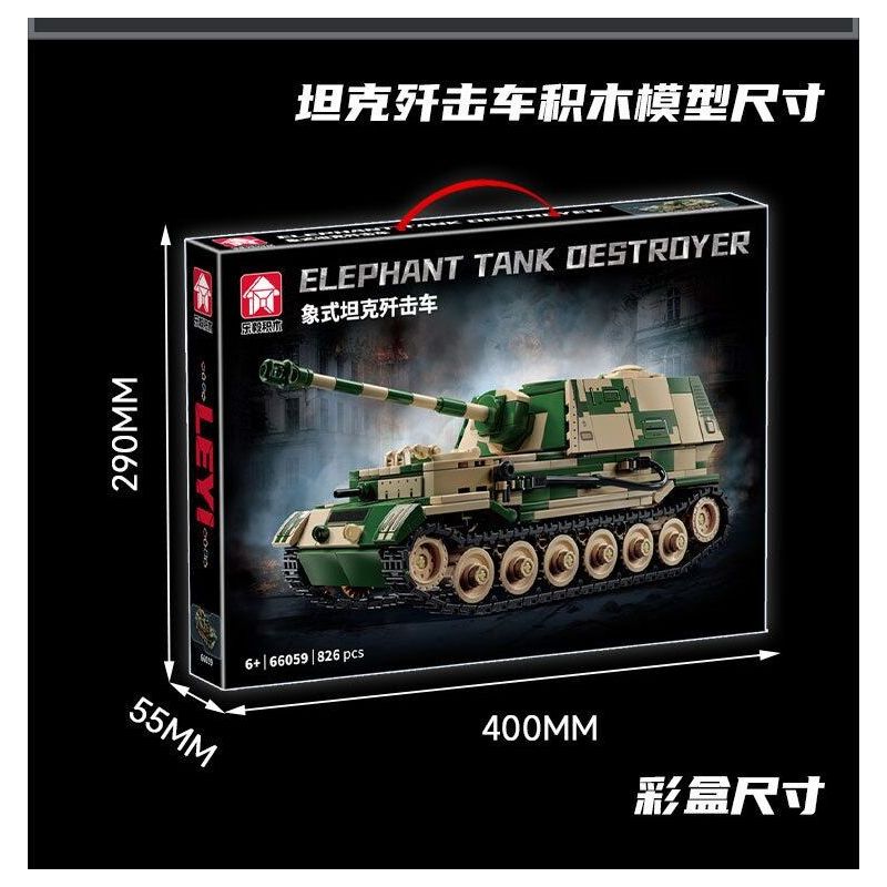 LE YI 66059 XE MÁY BAY CHIẾN ĐẤU TĂNG PIXEL bộ đồ chơi xếp lắp ráp ghép mô hình Military Army ELEPHANT TANK DESTROYER Quân Sự Bộ Đội 826 khối