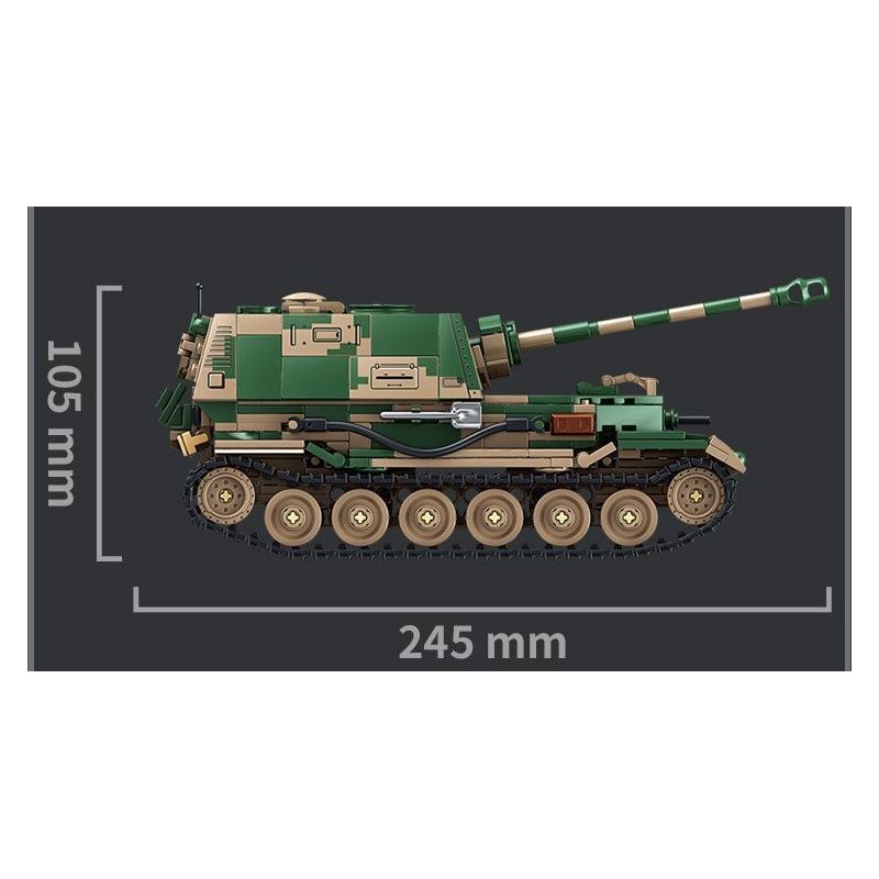 LE YI 66059 XE MÁY BAY CHIẾN ĐẤU TĂNG PIXEL bộ đồ chơi xếp lắp ráp ghép mô hình Military Army ELEPHANT TANK DESTROYER Quân Sự Bộ Đội 826 khối