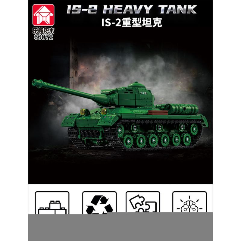LE YI 66072 IS-2 BỂ NẶNG bộ đồ chơi xếp lắp ráp ghép mô hình Military Army IS-2 HEAVY TANK Quân Sự Bộ Đội 752 khối