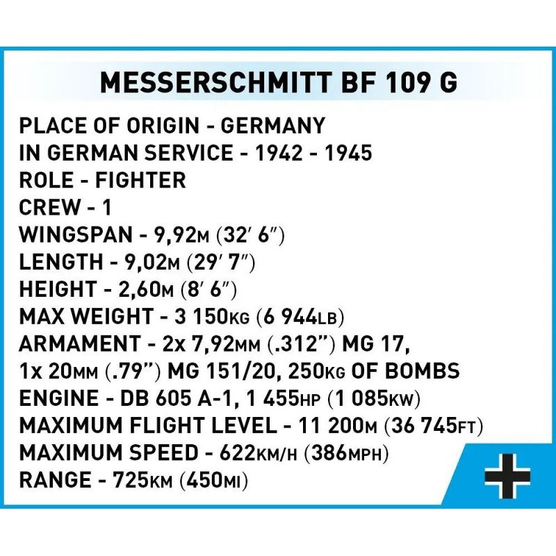COBI 5761 MECE SCHMIDT BF-109 G 1:32 tỷ lệ 1:32 bộ đồ chơi xếp lắp ráp ghép mô hình Military Army MESSERSCHMITT BF 109 G Quân Sự Bộ Đội 350 khối