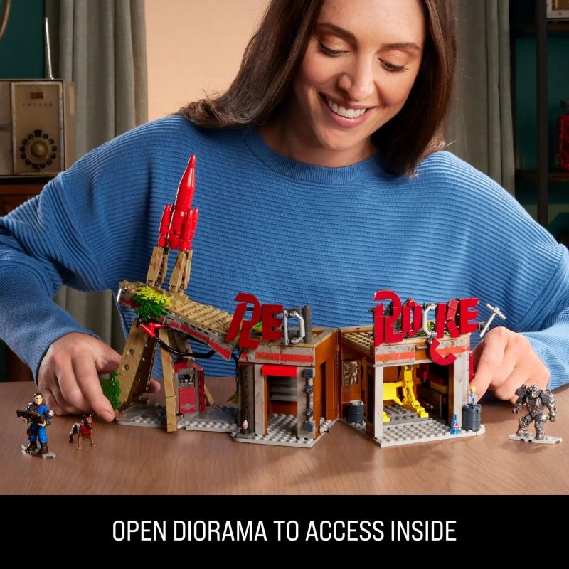 MEGA BLOKS HXT00 BỨC XẠ TRẠM SỬA CHỮA TÊN LỬA ĐỎ bộ đồ chơi xếp lắp ráp ghép mô hình Movie & Game FALLOUT RED ROCKET Phim Và Trò Chơi 824 khối