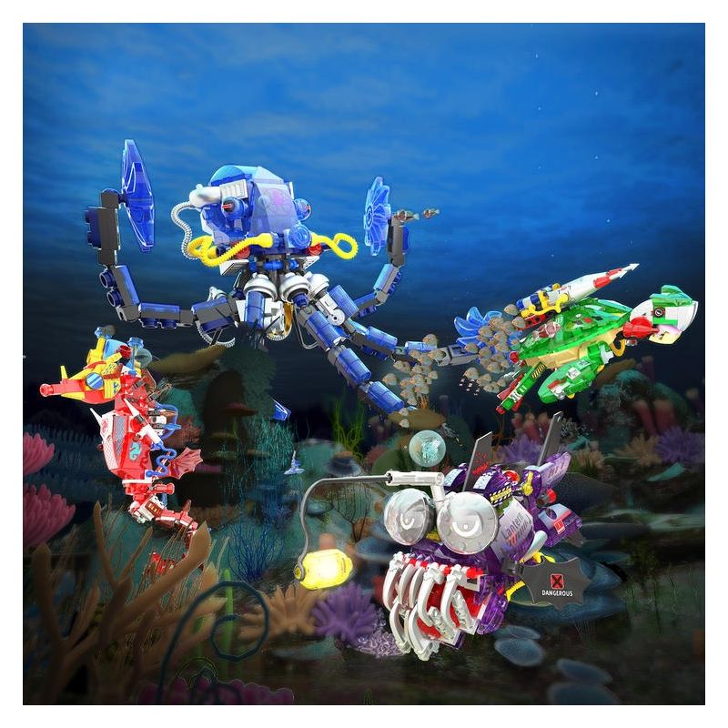 ZHEGAO 662037 SEA LIFE 2 4 MẪU bộ đồ chơi xếp lắp ráp ghép mô hình 1191 khối