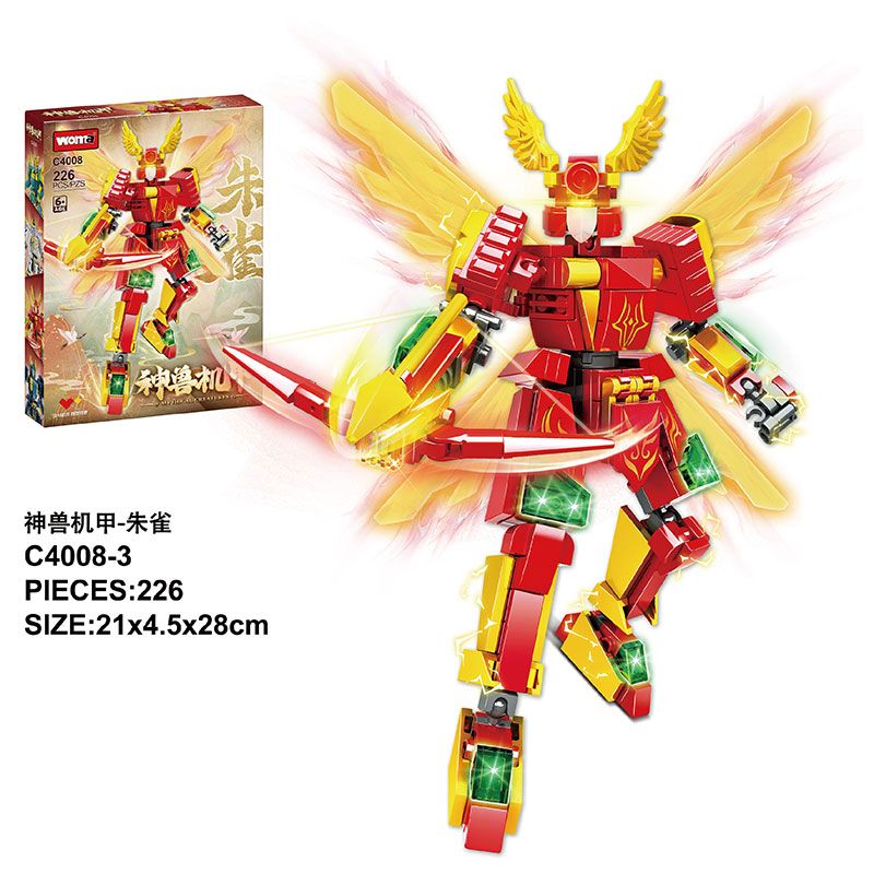 WOMA C4008 4008 4 LOẠI CƠ THÚ THẦN THOẠI THANH LONG BẠCH HỔ SUZAKU HUYỀN VŨ bộ đồ chơi xếp lắp ráp ghép mô hình 896 khối