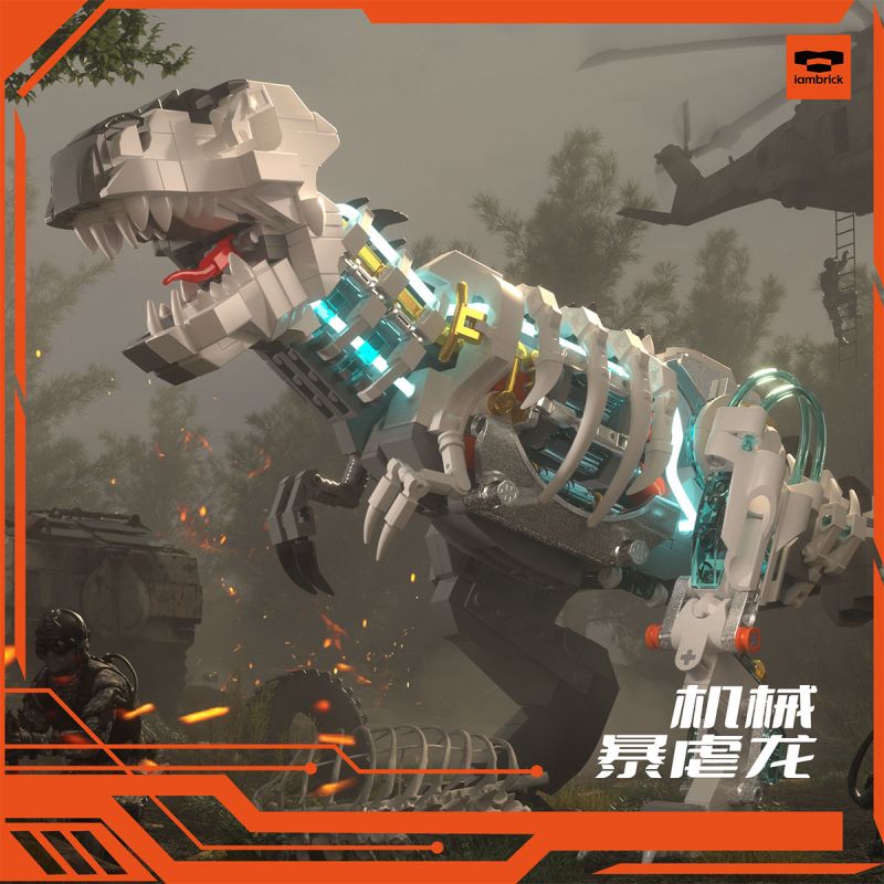 IAMBRICK 30601 KHỦNG LONG CƠ KHÍ bộ đồ chơi xếp lắp ráp ghép mô hình MECHA DINO TYRANNOSAURUS