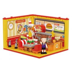 WEKKI 516415 CHERRY NHỎ BALLS NGÔI NHÀ STACK CỬA HÀNG BURGER HUAMOU bộ đồ chơi xếp lắp ráp ghép mô hình Movie & Game Phim Và Trò Chơi 216 khối