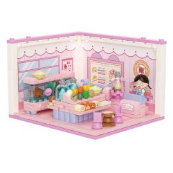 WEKKI 516416 BÓNG ANH ĐÀO NHỎ NGÔI NHÀ STACK CỬA HÀNG TRÁNG MIỆNG XIAOYU bộ đồ chơi xếp lắp ráp ghép mô hình Movie & Game Phim Và Trò Chơi 200 khối