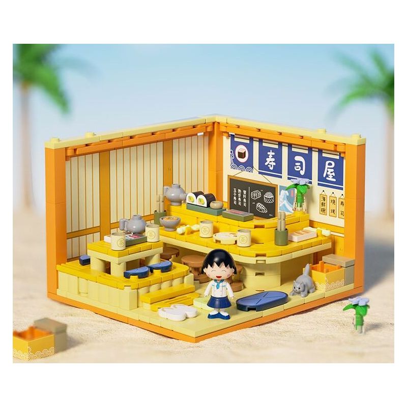 WEKKI 516417 NGÔI NHÀ JENGA THƠM NGON CỦA CHIBI MARUKO-CHAN HÀNG SUSHI bộ đồ chơi xếp lắp ráp ghép mô hình Movie & Game Phim Và Trò Chơi 206 khối