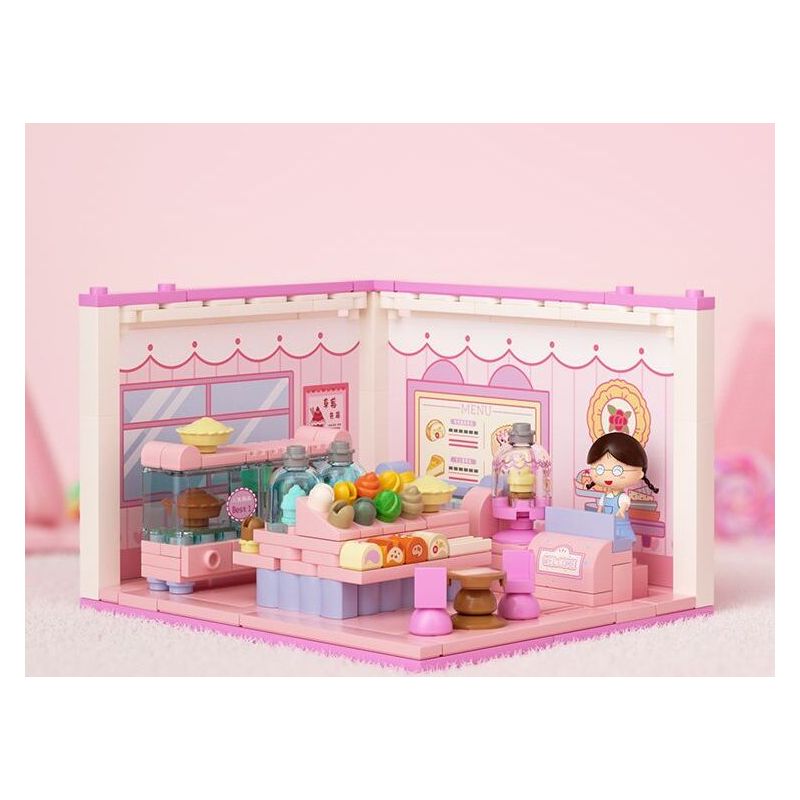 WEKKI 516418 CHERRY NHỎ BALLS NGÔI NHÀ STACK MARU TAILING NOODLE SHOP bộ đồ chơi xếp lắp ráp ghép mô hình Movie & Game Phim Và Trò Chơi 191 khối