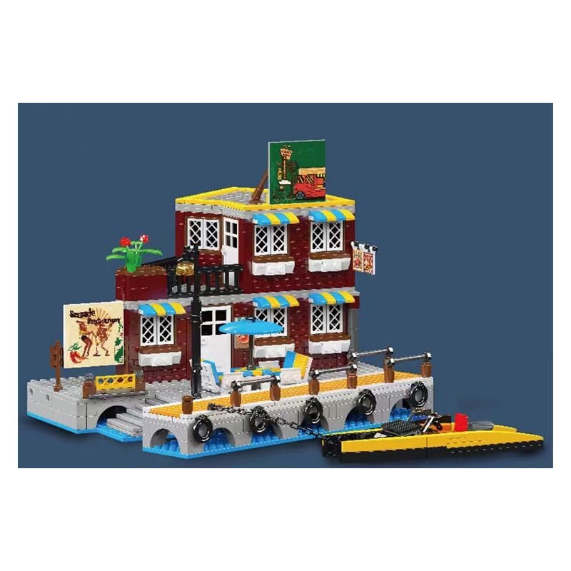 MouldKing 10143 Mould King 10143 KHÁCH SẠN VEN BIỂN bộ đồ chơi xếp lắp ráp ghép mô hình City SEASIDE RESTAURANT Thành Phố 989 khối