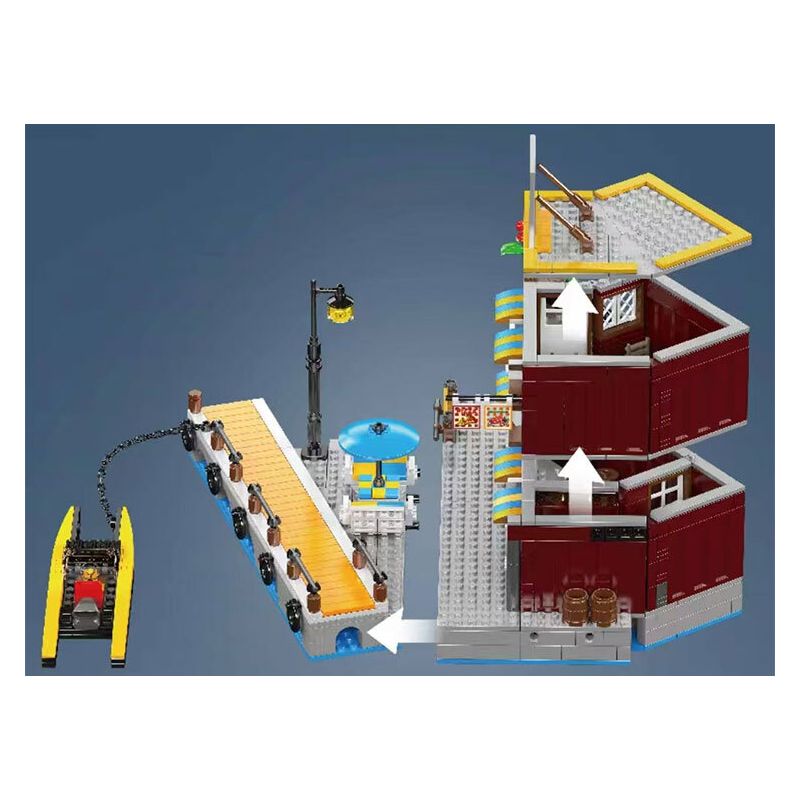 MouldKing 10143 Mould King 10143 KHÁCH SẠN VEN BIỂN bộ đồ chơi xếp lắp ráp ghép mô hình City SEASIDE RESTAURANT Thành Phố 989 khối