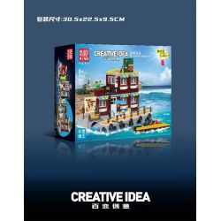 MouldKing 10143 Mould King 10143 KHÁCH SẠN VEN BIỂN bộ đồ chơi xếp lắp ráp ghép mô hình City SEASIDE RESTAURANT Thành Phố 989 khối