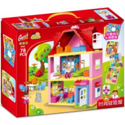 GOROCK 1042 NGÔI NHÀ BÚP BÊ THỜI TRANG bộ đồ chơi xếp lắp ráp ghép mô hình Duplo Khối Lớn 78 khối