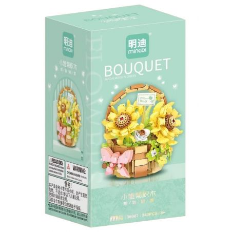 MINGDI LEIBAO 36007 LẴNG HOA CÚC NHỎ MÀU XANH bộ đồ chơi xếp lắp ráp ghép mô hình Creator BOUQUET Sáng Tạo 342 khối