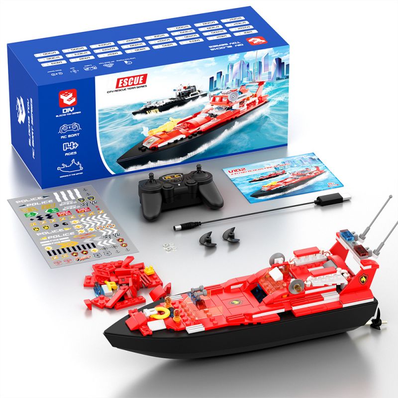DIY V102 THUYỀN ĐIỀU KHIỂN TỪ XA CỦA ĐỘI CỨU HỘ THÀNH PHỐ HAI TRONG bộ đồ chơi xếp lắp ráp ghép mô hình 170 khối