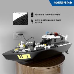 DIY V103 HAI -TRONG MỘT CHIẾC THUYỀN KIỂM SOÁT TỪ XA CỦA CẢNH SÁT THÀNH PHỐ bộ đồ chơi xếp lắp ráp ghép mô hình 162 khối