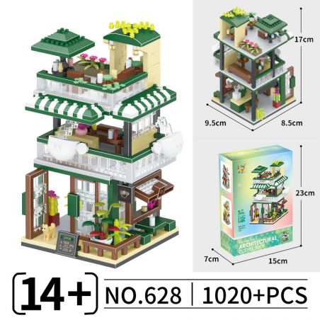 CO-CREATION 628 QUÁN CÀ PHÊ bộ đồ chơi xếp lắp ráp ghép mô hình 1020 khối