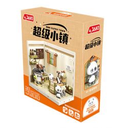 JAKI FK001 SUPER TOWN PANDA KHÔNG LĂN CÀ PHÊ STACKING HOUSE bộ đồ chơi xếp lắp ráp ghép mô hình PANDA'S CAFE SHOP