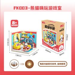 JAKI FK003 SUPER TOWN PANDA HI CHƠI NHÀ XẾP PHÒNG TRÒ bộ đồ chơi xếp lắp ráp ghép mô hình PANDA'S GAME ROOM