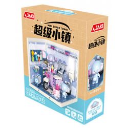 JAKI FK006 SUPER TOWN CHỦ TỊCH QIQI HAPPY RỬA XE bộ đồ chơi xếp lắp ráp ghép mô hình HAPPY CAR WASH SHOP