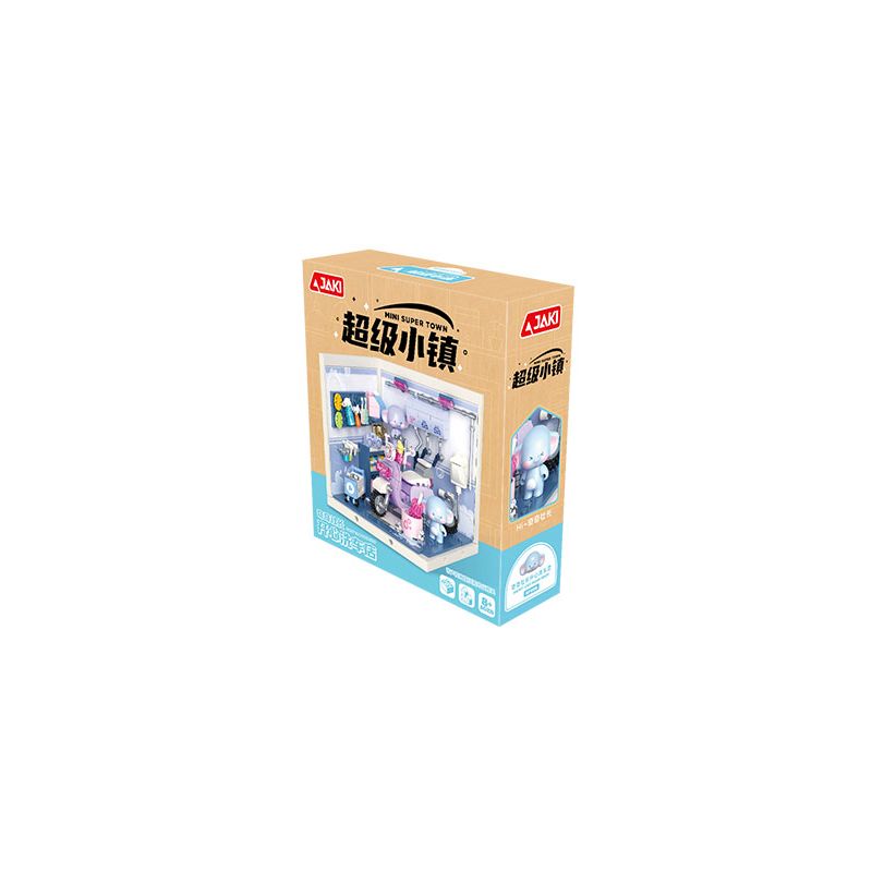  JAKI FK006 Happy Car Wash Shop Xếp hình lắp ráp ghép mô hình Super Town: Chủ tịch Qiqi Happy Rửa xe