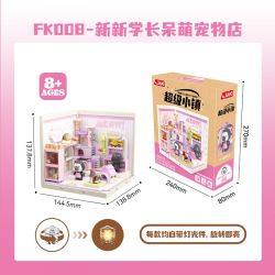 JAKI FK008 SIÊU THỊ CỬA HÀNG THÚ CƯNG DỄ THƯƠNG CỦA XINXIN SENIOR NHÀ JENGA bộ đồ chơi xếp lắp ráp ghép mô hình PET SHOP