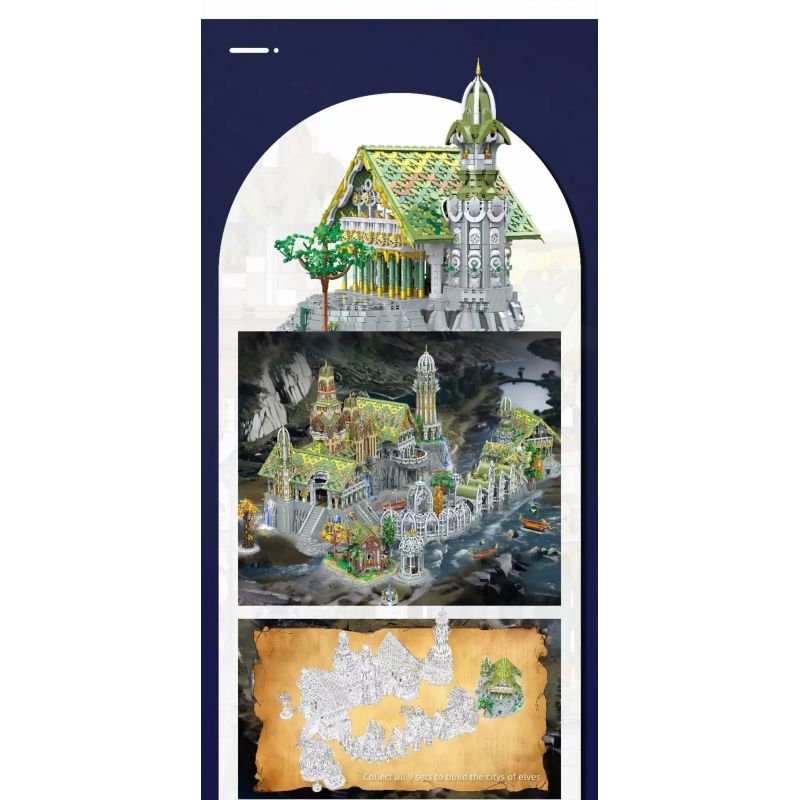 BAKA TECHNOLOGY 33237 HỘI TRƯỜNG BỜ SÔNG bộ đồ chơi xếp lắp ráp ghép mô hình The Lord Of The Rings THE HALL OF WATERFRONT Chúa Nhẫn 4155 khối