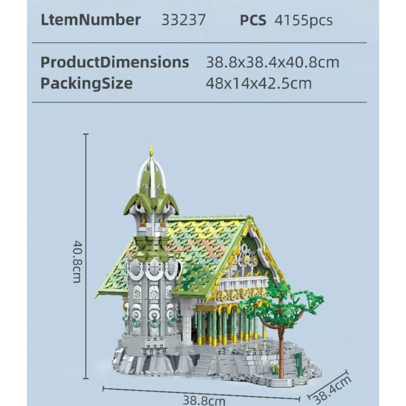BAKA TECHNOLOGY 33237 HỘI TRƯỜNG BỜ SÔNG bộ đồ chơi xếp lắp ráp ghép mô hình The Lord Of The Rings THE HALL OF WATERFRONT Chúa Nhẫn 4155 khối