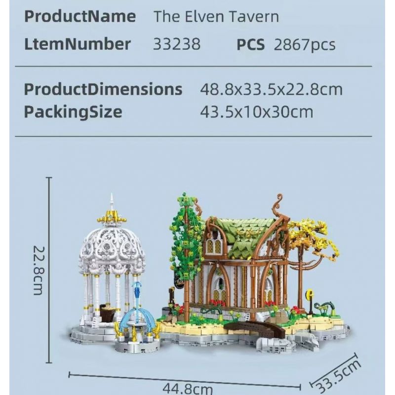 BAKA TECHNOLOGY 33238 CÁC QUÁN RƯỢU YÊU TINH bộ đồ chơi xếp lắp ráp ghép mô hình The Lord Of The Rings THE ELVEN TAVERN Chúa Nhẫn 2867 khối