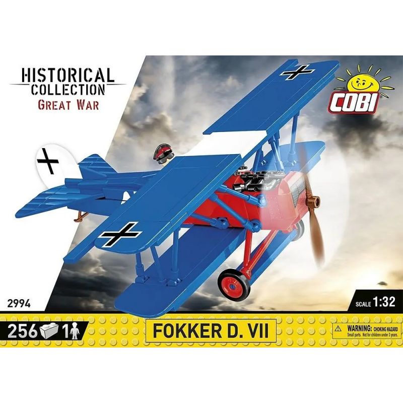 COBI 2994 FOCHIA D.VII tỷ lệ 1:32 bộ đồ chơi xếp lắp ráp ghép mô hình Military Army FOKKER D.VII Quân Sự Bộ Đội 255 khối