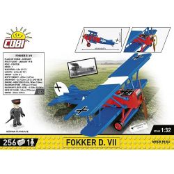 COBI 2994 FOCHIA D.VII tỷ lệ 1:32 bộ đồ chơi xếp lắp ráp ghép mô hình Military Army FOKKER D.VII Quân Sự Bộ Đội 255 khối
