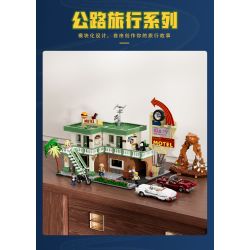 LUMIBRICKS FUNWHOLE F9054 9054 CHUYẾN ĐI ĐƯỜNG NHÀ NGHỈ bộ đồ chơi xếp lắp ráp ghép mô hình City MOTEL Thành Phố 1970 khối